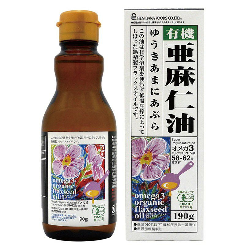 オーガニックフラックスオイル（有機亜麻仁油） 190g｜紅花食品