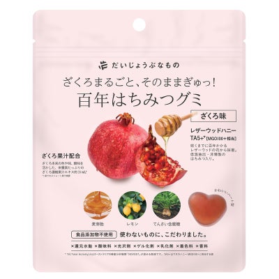 たかくら新産業　だいじょうぶなもの 百年はちみつグミ ざくろ味 49g