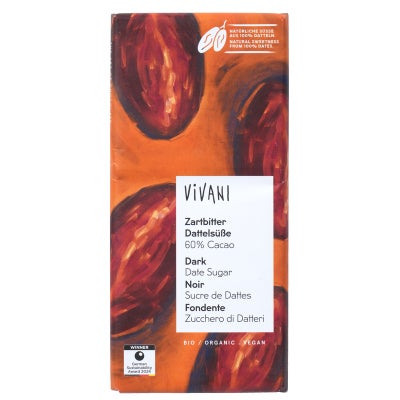 ViVANI オーガニックチョコレート ダークチョコレート60％ With デーツ 80ｇ｜ニコウトレーディング
